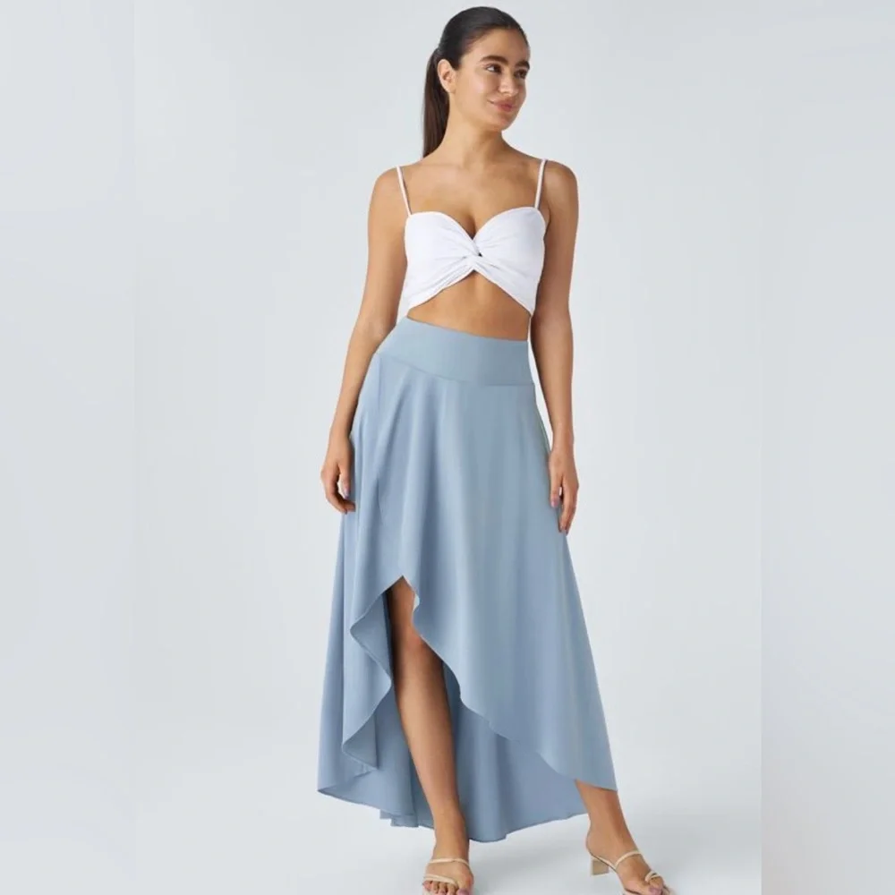 NWT Halara Breezeful High Waisted High Low Ruffle 2-in-1 Flowy Maxi Skirt. X-Lrg